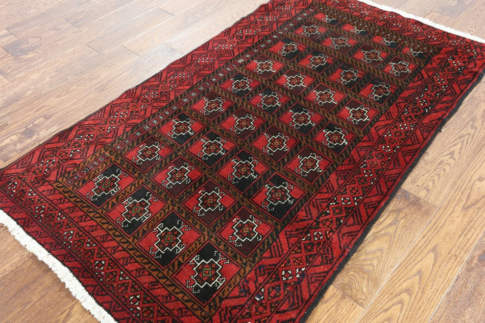 3'x6 Handmade Persian Baluch Wool Area Rug, W2352
