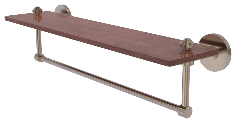 South Beach 22" Solid Wood Shelf with Towel Bar, Antique Pewter