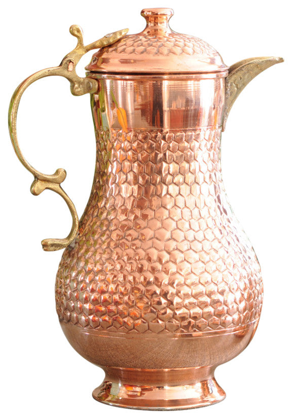 BeldiNest Hand Chiseled Round Copper Pitcher