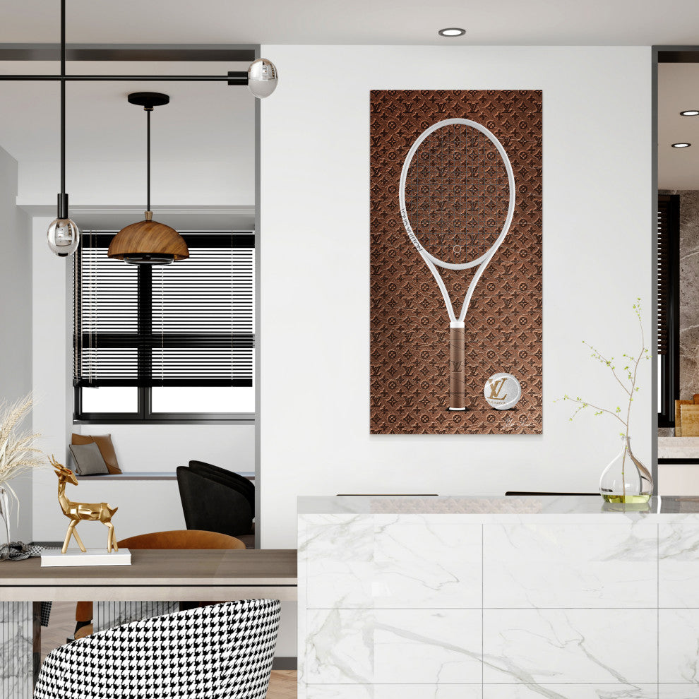 "Louis Vuitton Vibes Racquet" Frameless Floating Tempered Glass Panel Wall Art