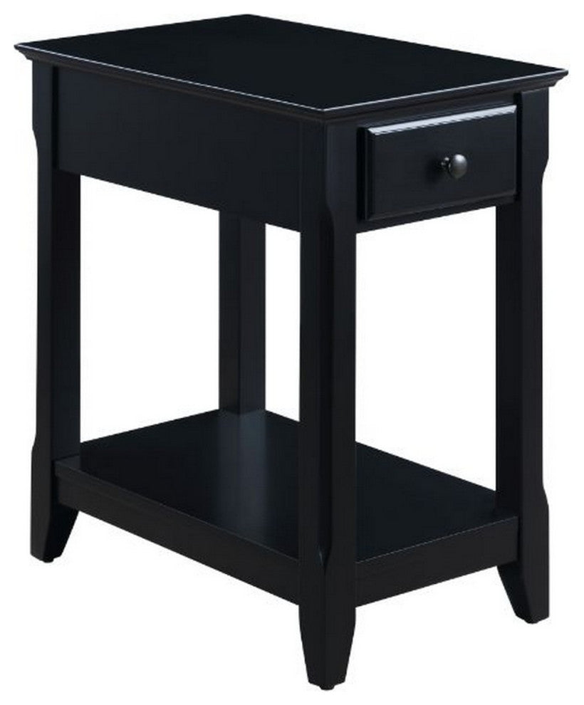 Benzara BM251127 Accent Table With 1 Drawer and Bottom Shelf, Black