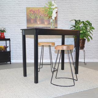 Stationary Solid Mango Wood Seat Tractor Stool, Natural/Black