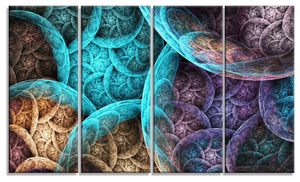 Colorful Dramatic Clouds, Abstract Art on Canvas, 48"x28", 4 Panels
