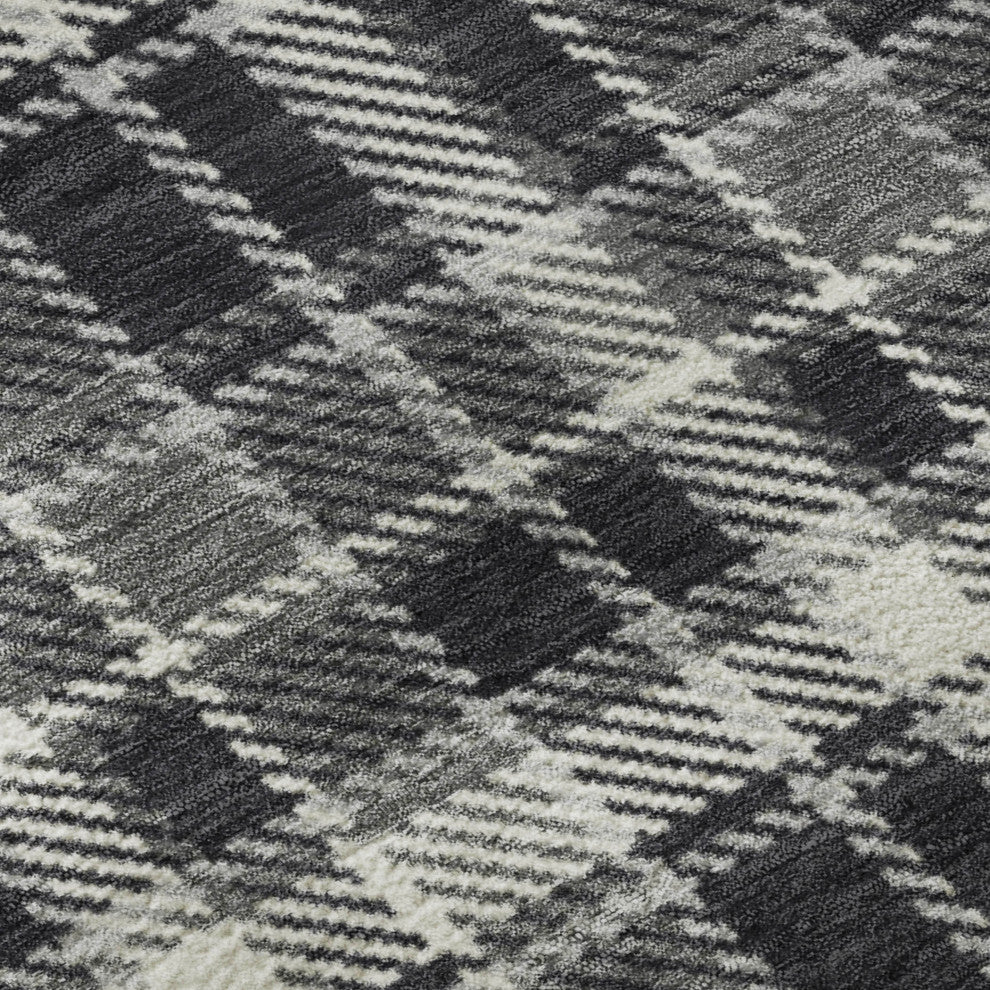 Premium Machine Washable Mayfield AMF563 Black 2'3" x 7'6" Runner Rug