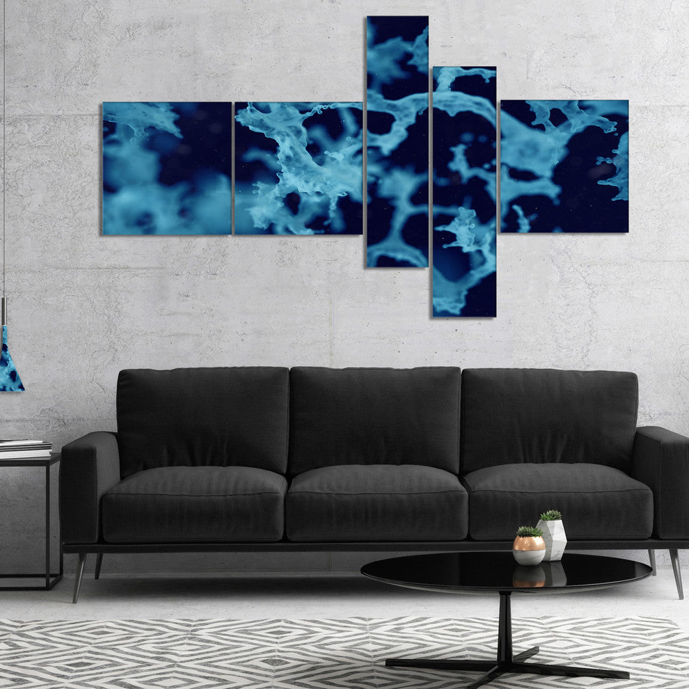 Cloudy Abstract Blue Texture, Abstract Canvas Art Print, 60"x32", 5 panels