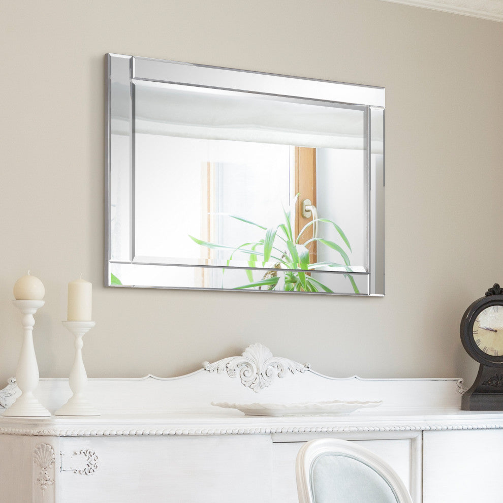 Modern Beveled Wall Mirror, 36"x24"