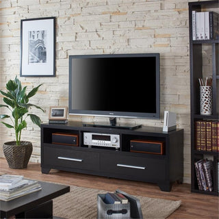 Furniture of America Porcardo Wood 2-Drawer 60" TV Stand in Black
