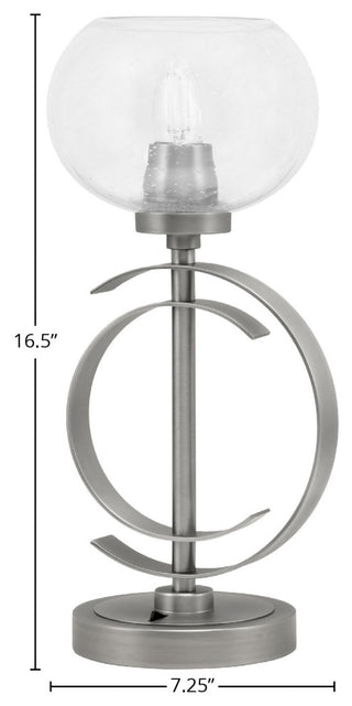 1-Light Table Lamp, Graphite Finish, 7" Clear Bubble Glass