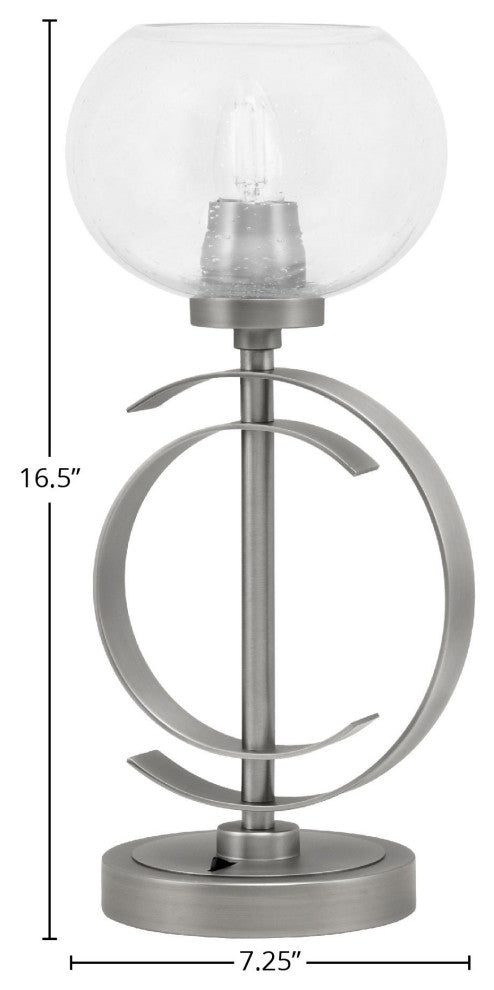 1-Light Table Lamp, Graphite Finish, 7" Clear Bubble Glass