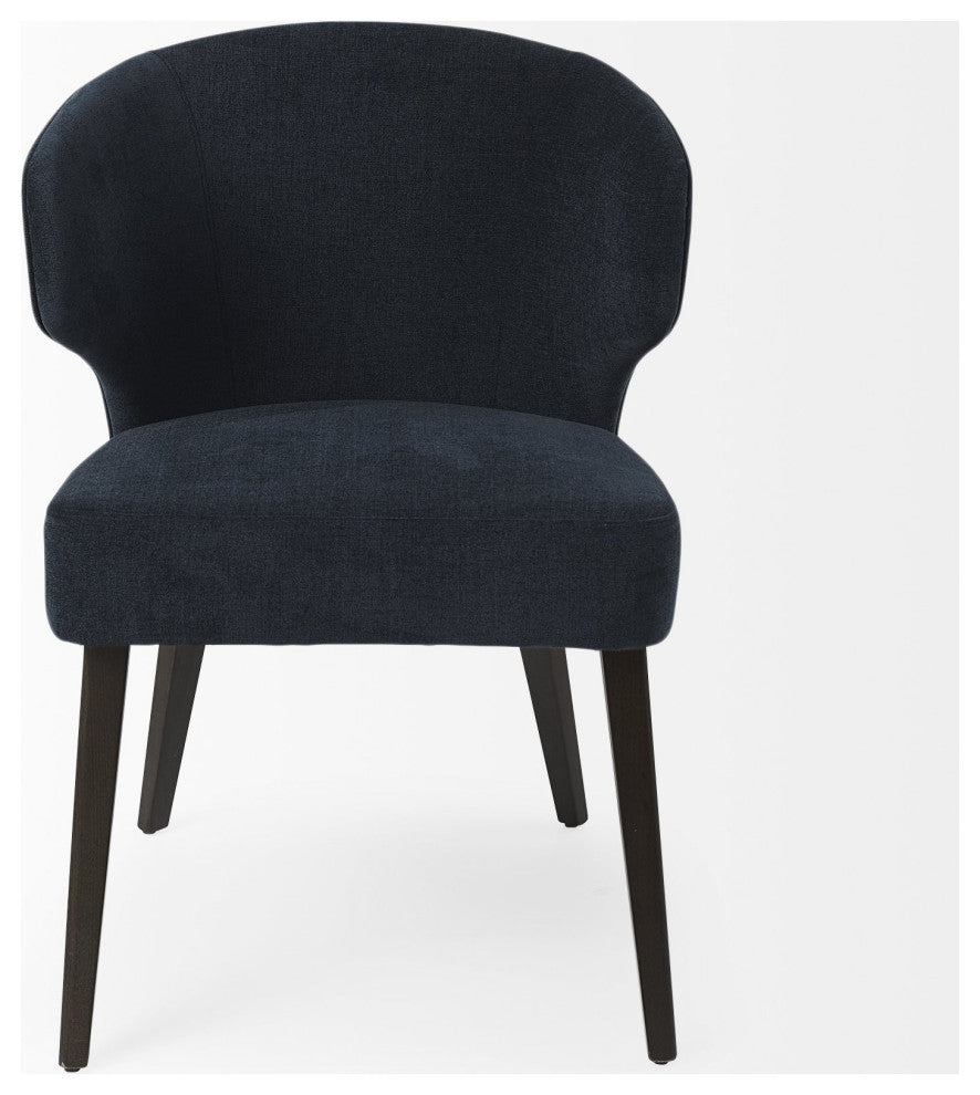 Dark Navy and Black Mid Century Wingback Dining Chair