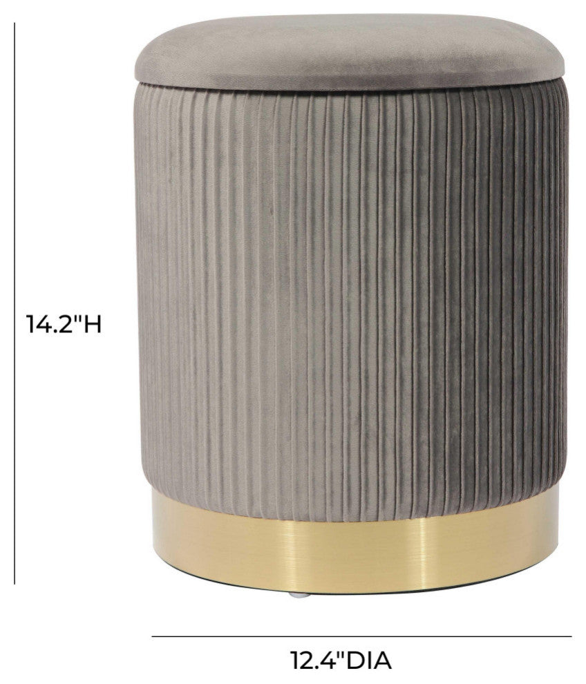 Zoe Grey Velvet Storage Ottoman