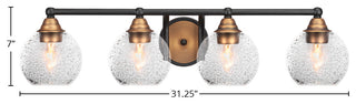Paramount 4-Light Bath Bar, Matte Black & Brass, 5.75" Smoke Bubble Glass
