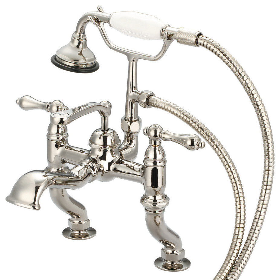 Vintage Classic Deck Mount Tub Faucet With Handshower, Polished Nickel Pvd Finis