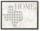 Texas Gray Gingham & Floral Heart & Home Framed Giclee Art, 16"x20"