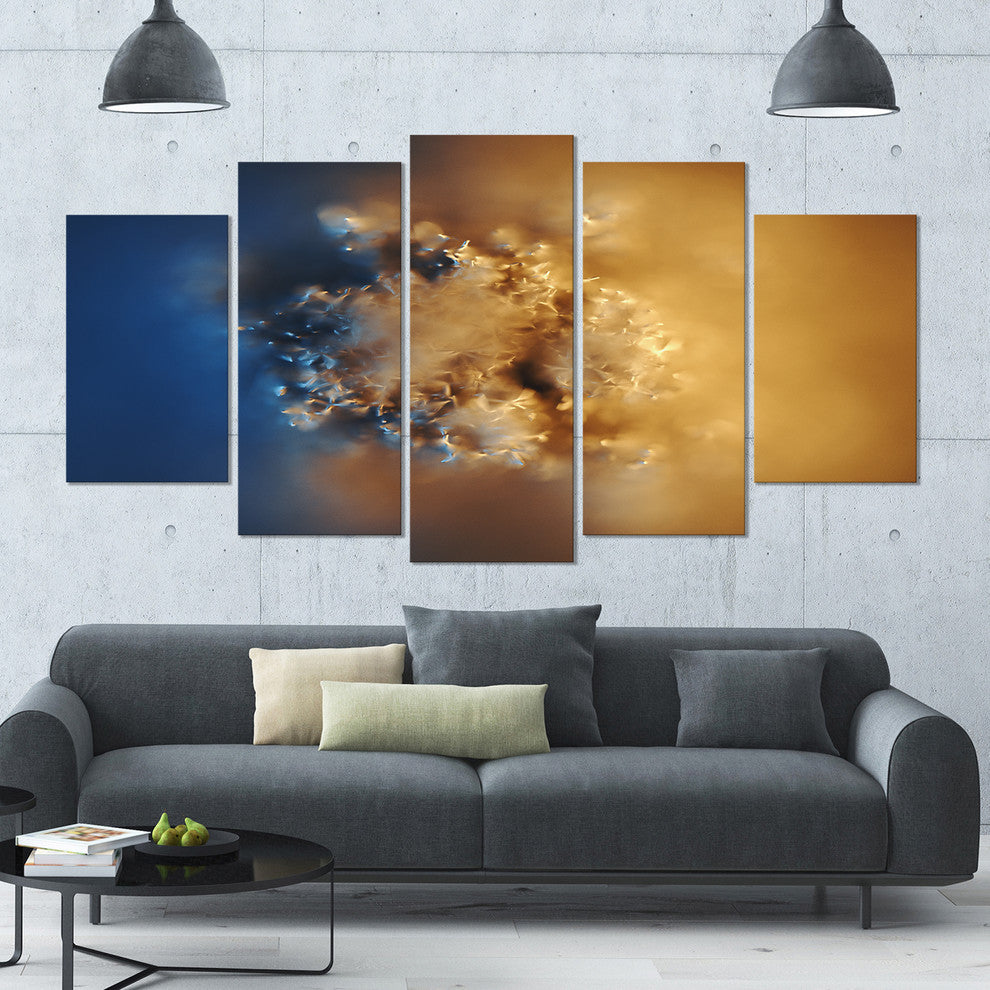Small Macro Prickly Texture Brown, Abstract Canvas Wall Art, 60"x32", 5 Panels