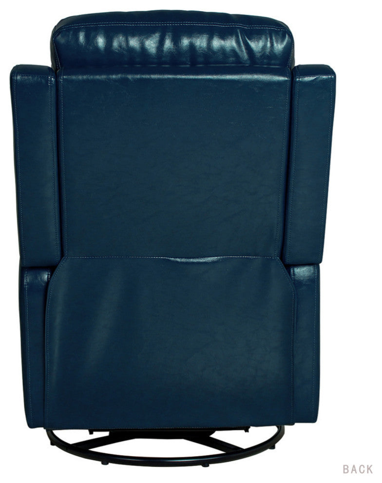 Upholstered Swivel Recliner With Tufted Back, Navy