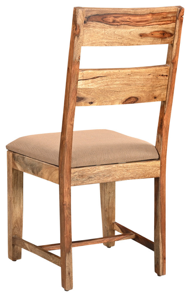 Damian 7-piece Upholstered Live Edge Solid Wood Dining Set, Brown