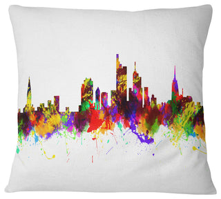 Frankfurt Germany Skyline Cityscape Throw Pillow, 16"x16"