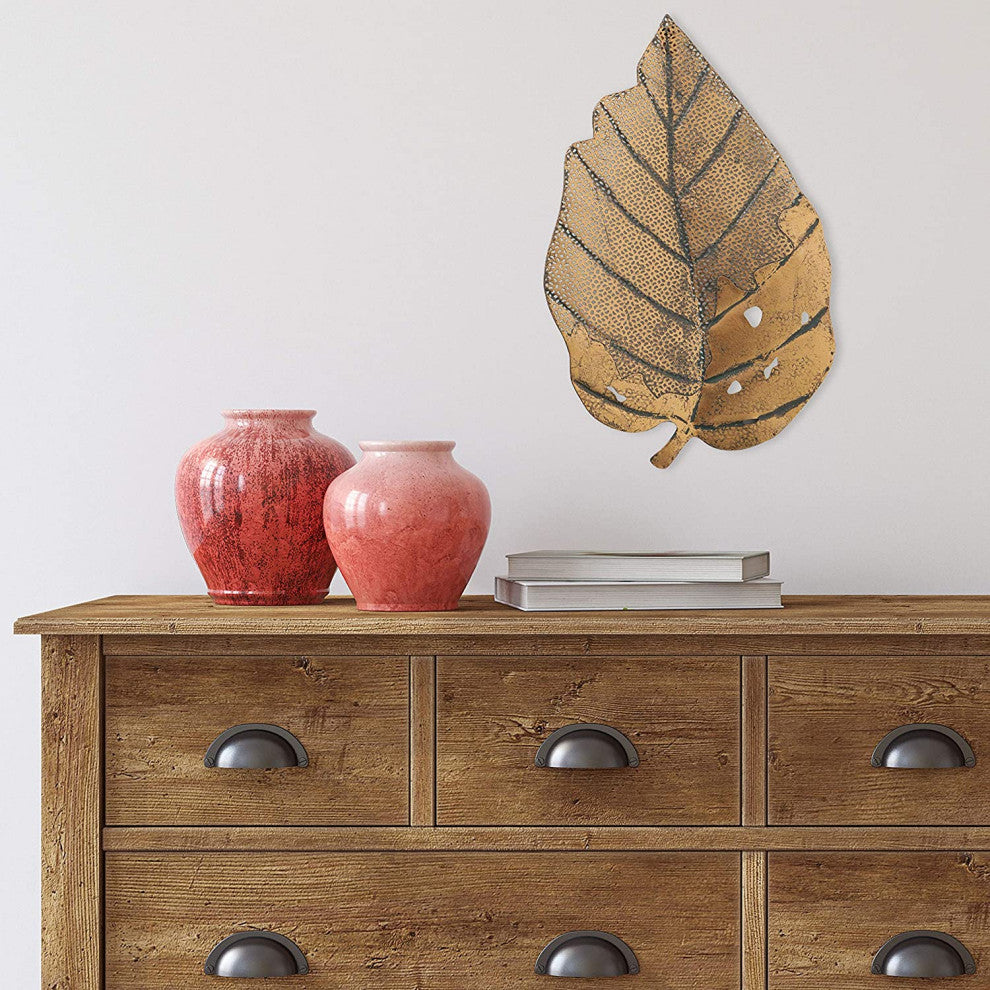 Leaf Wall Art Sculpture, 19 Inches