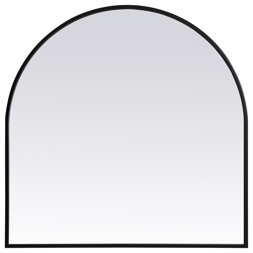 Metal Frame Arch Mirror 30X30 Inch, Black