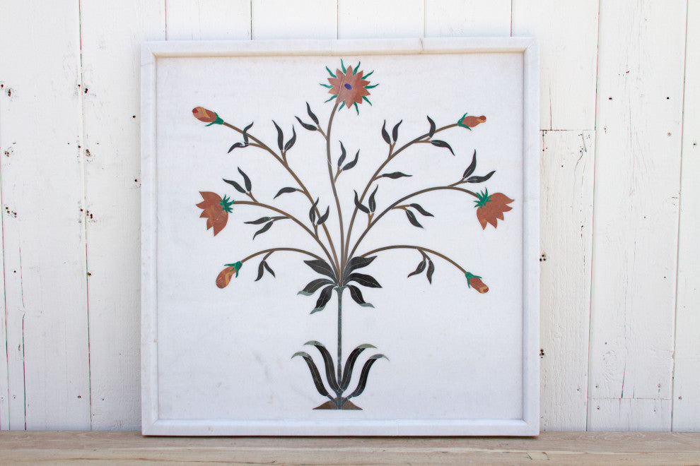 Marble Gemstone Inlay Campanula Wall Panel