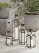 Martino 15" Tall Antique Brass Glass Lantern