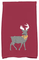 Merry Deer Decorative Holiday Animal Print Hand Towel, Cranberry