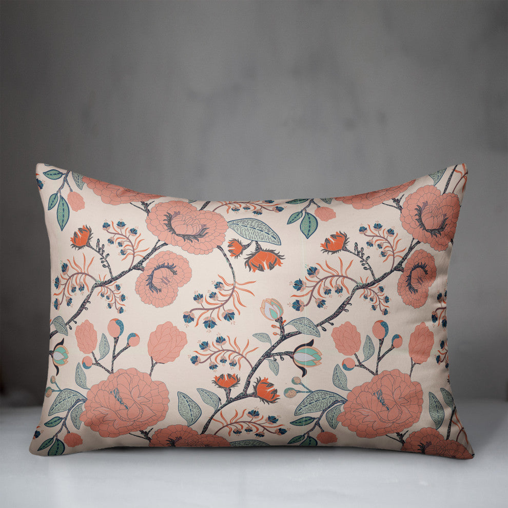 Pink Navy Floral 14x20 Spun Poly Pillow