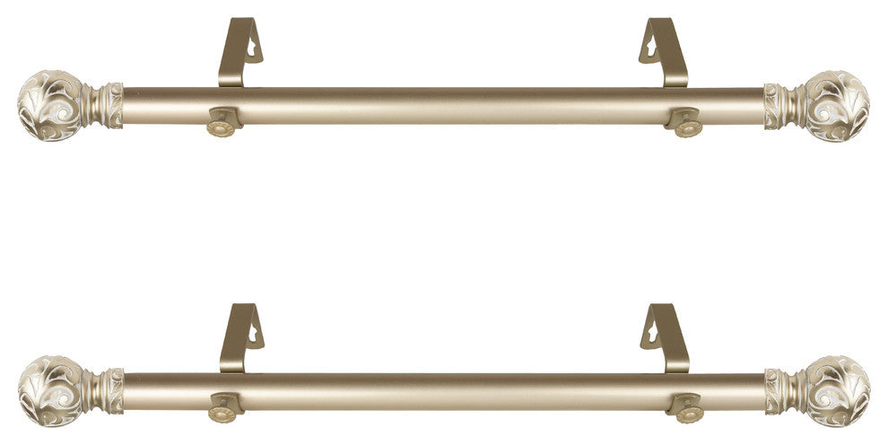 Emperor 1" Diameter Side Curtain Rod 12-20" Long, Set of 2, Light Gold