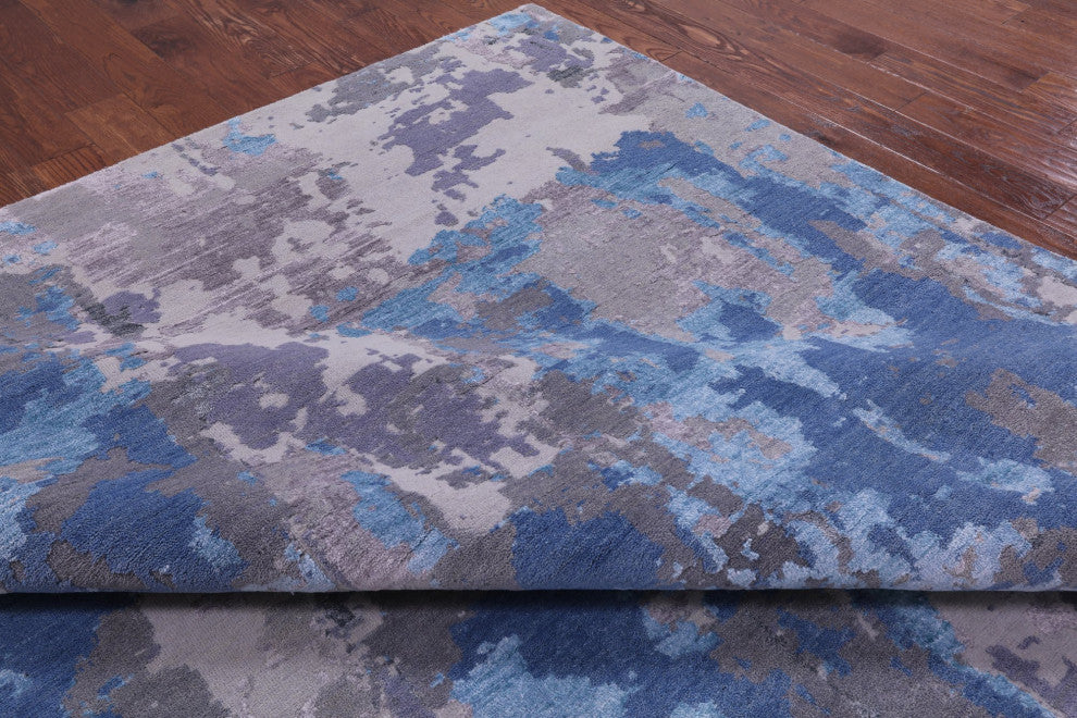 10' 1" X 13' 11" Wool and Silk Modern Hand Knotted Rug Q7246