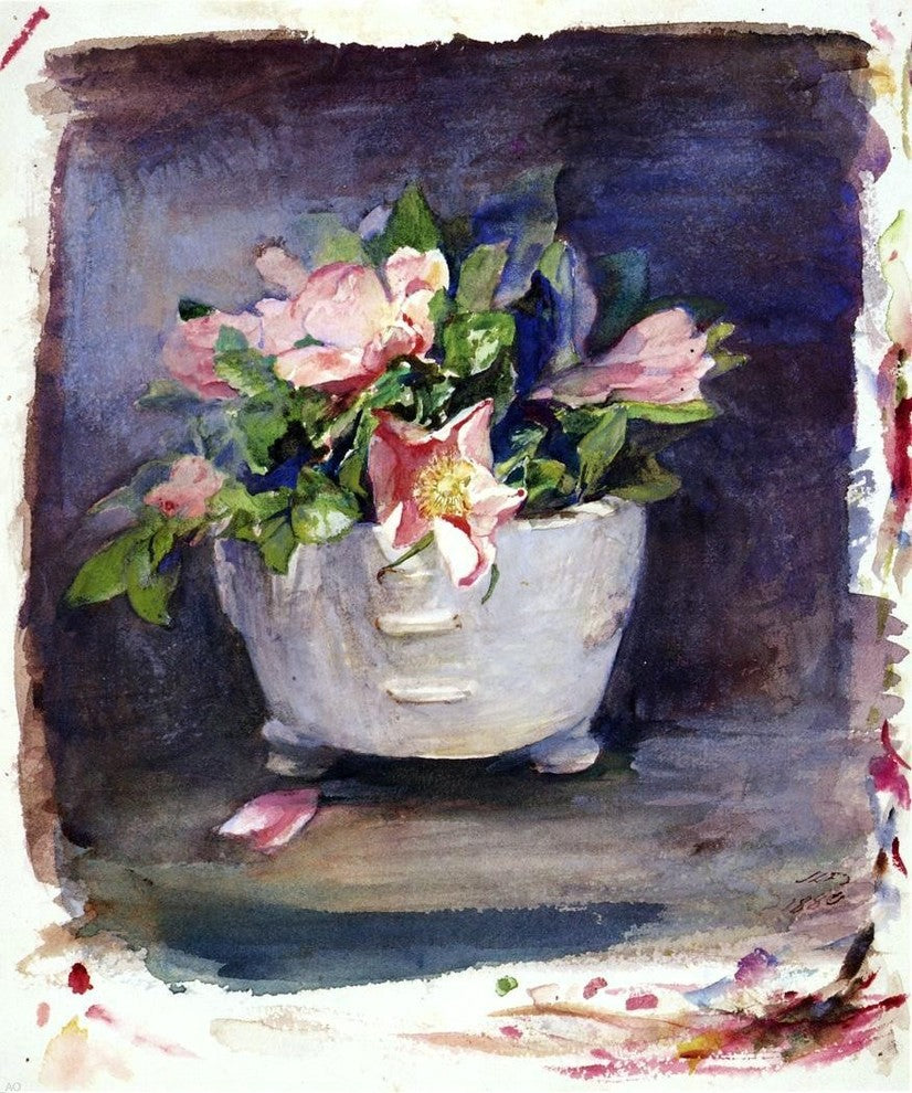 John La Farge Wild Roses in a White Chinese Porcelain Bowl Wall Decal