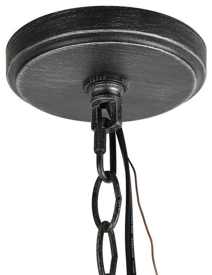 LNC 6-light Farmhouse Black Brushed Wood Beaded Bohemian Chandelier