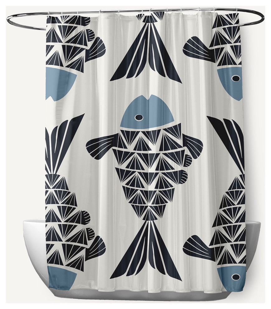 Big Fish Dusty Smoke 70" w x 73" h Shower Curtain