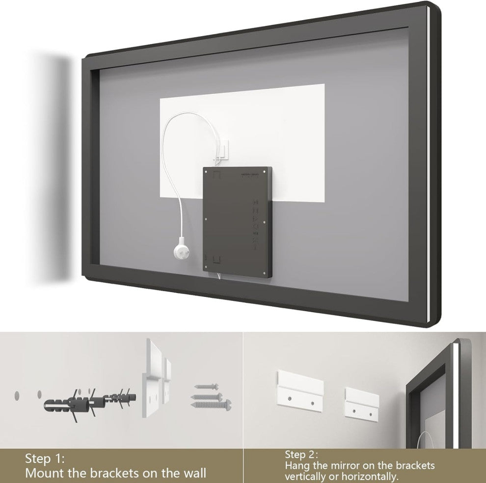 Dyconn Faucet M22 Black Frame Wall Mounted LED Bathroom Vanity Mirror, 6036