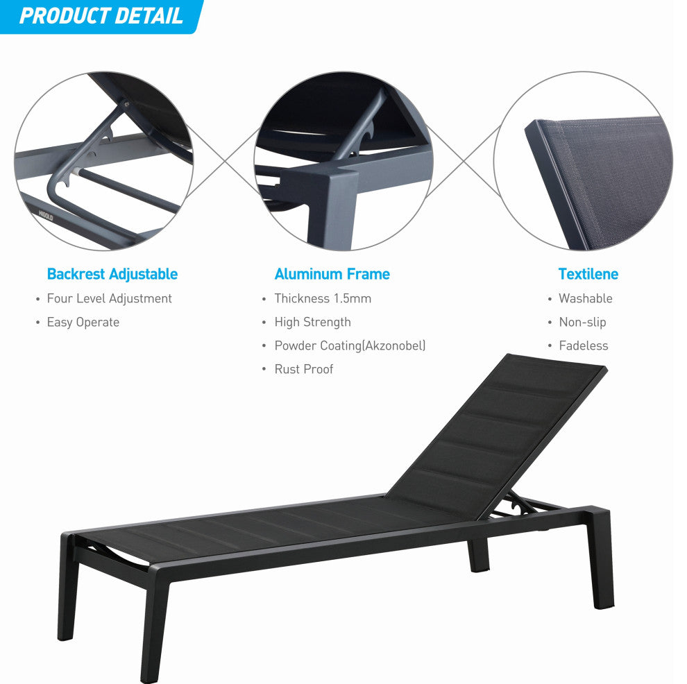 HIGOLD 6977 Emoti  Mesh Outdoor Chaise Lounge Set of 2,Aluminum