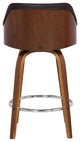 Hutton 30" Swivel Barstool, Walnut Wood Finish and Brown Faux Leather