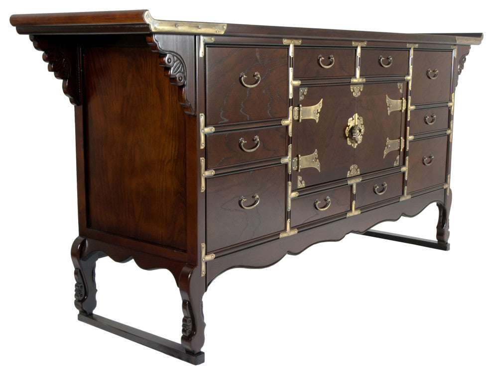 Korean Tansu Style 13 Drawer Buffet Server