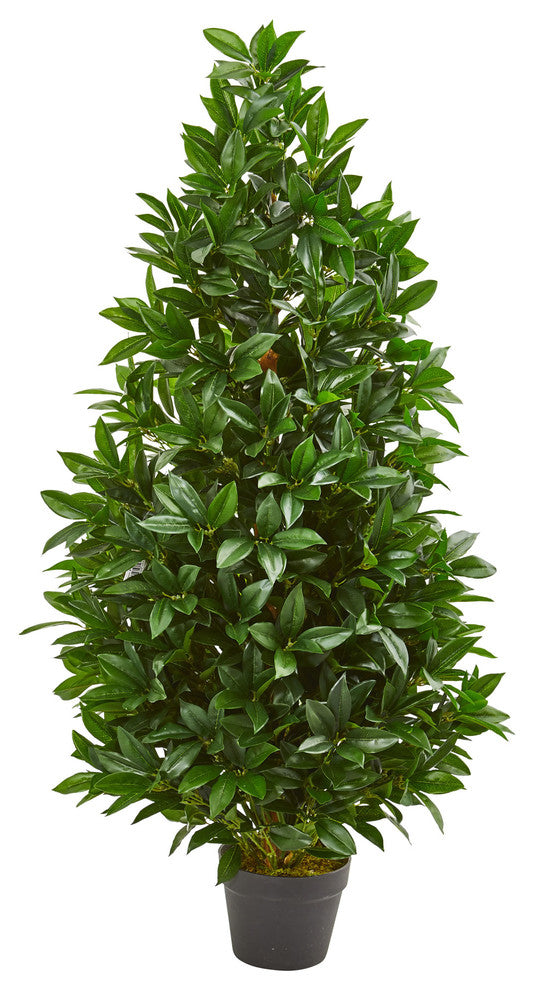 4" Bay Leaf Artificial Topiary Tree UV Resistant, Indoor/Outdoor