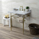 LMS3022M87 30" Carrara Marble Console Sink with Brass Legs