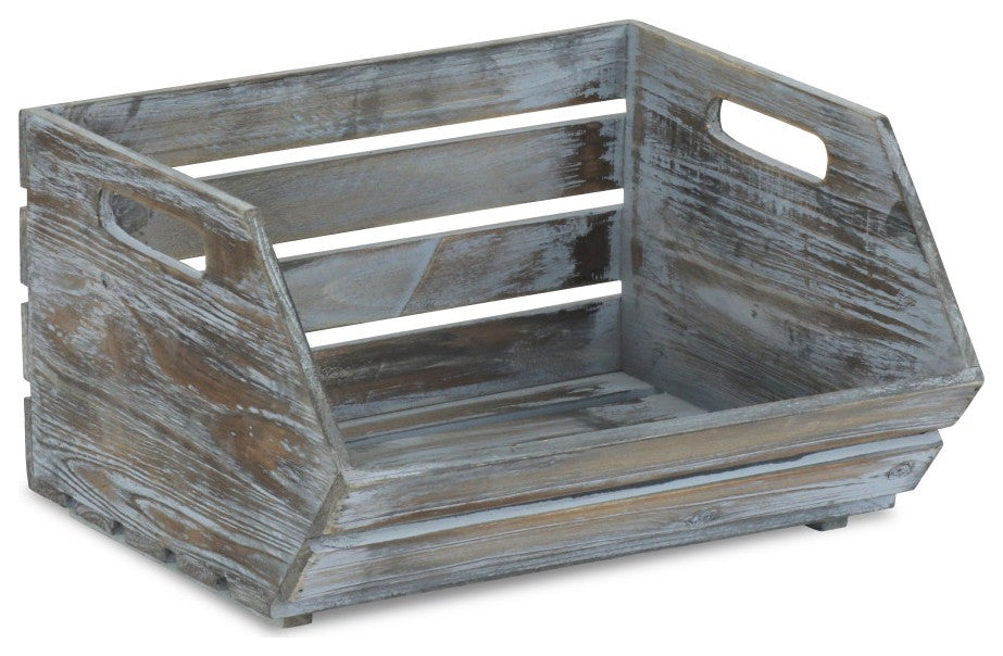 Distressed Gray Wooden Storage Box