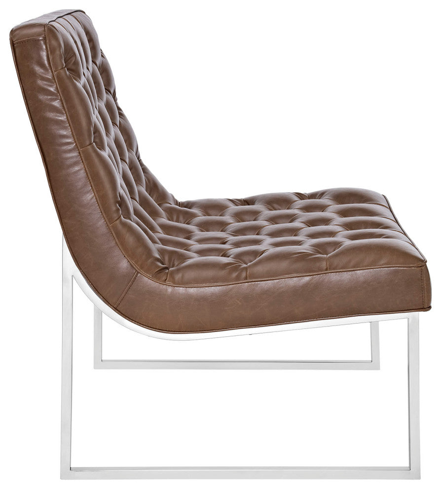 Modern Brown Ibiza Upholstered Vinyl Lounge Chair