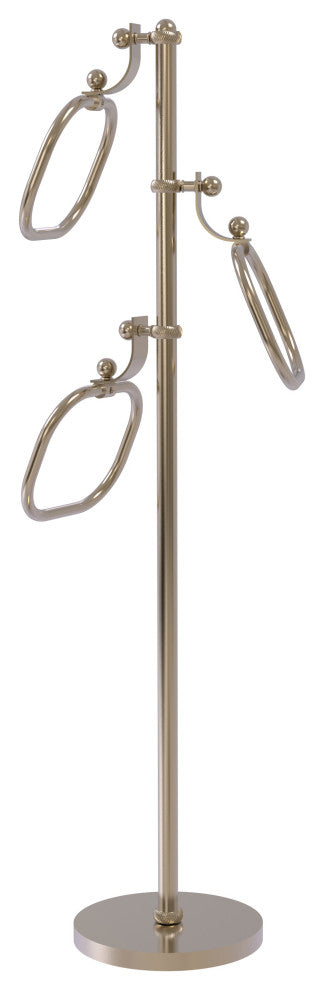 Towel Stand with 9" Oval Towel Rings, Antique Pewter