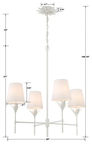 CRYSTORAMA Broche 4 Light Matte White Chandelier