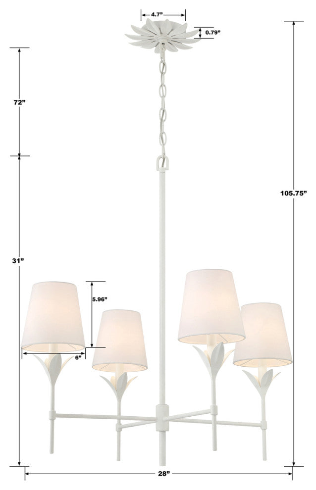 CRYSTORAMA Broche 4 Light Matte White Chandelier