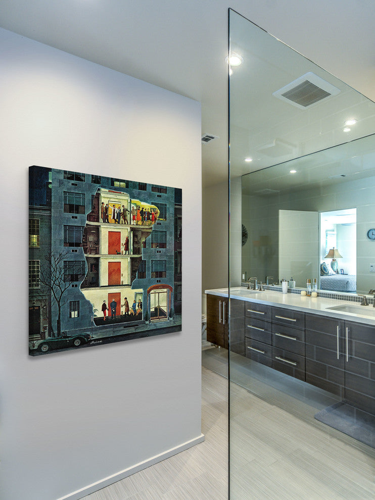 "Party Holding Up the Elevator" Painting Print on Canvas by Ben Kimberly Prins