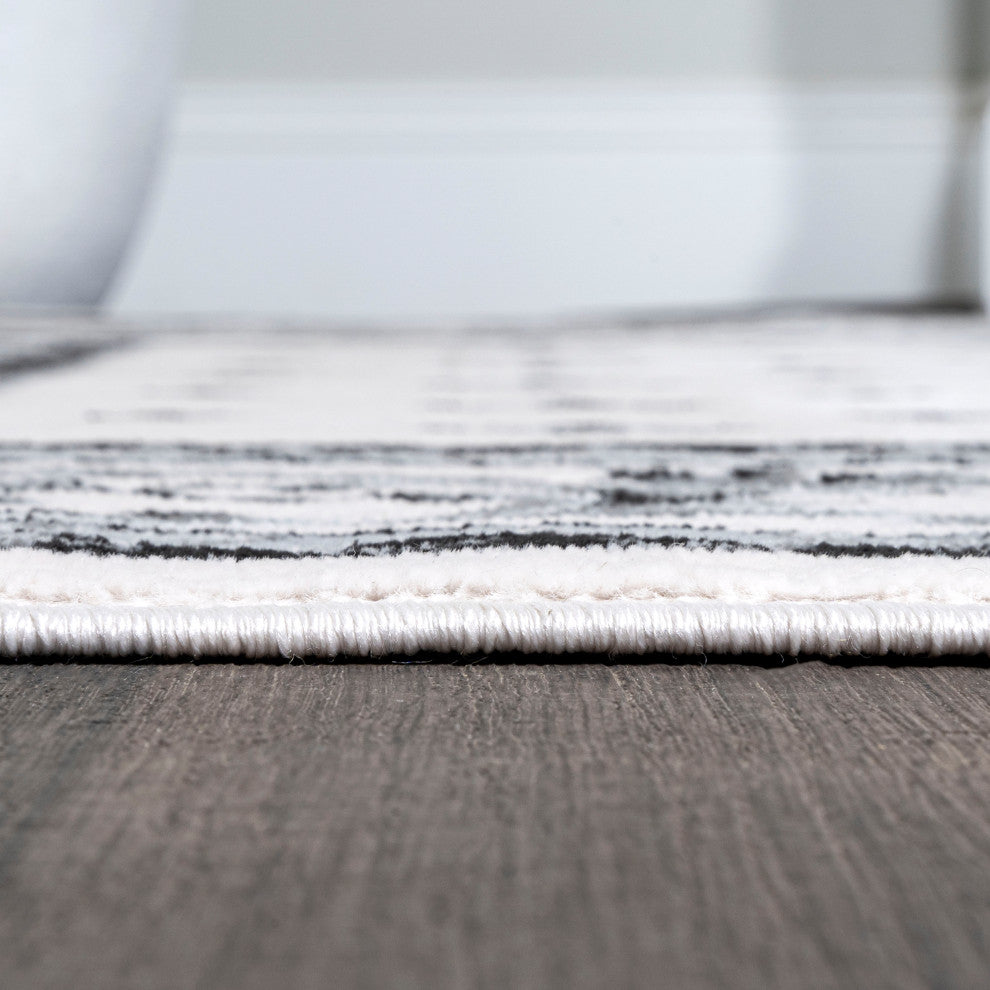 Acanthus French Border, Cream and Light Gray, 3x5