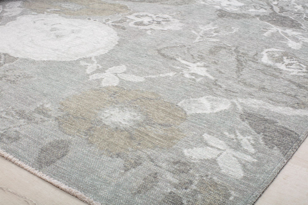 Serafina Fair Florals Floral Contemporary Gray Area Rug, 7'10"x10'0"