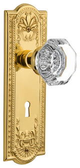 Meadows Plate Interior Mortise Waldorf Door Knob, Polished Brass