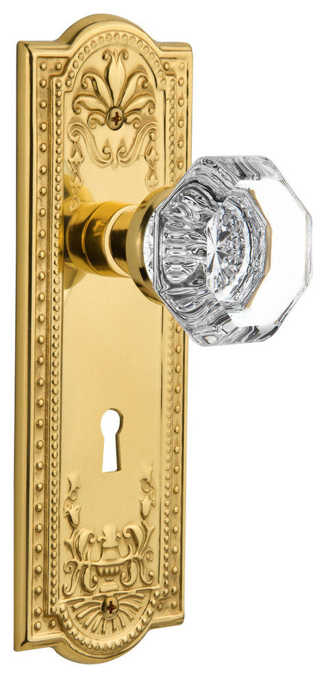 Meadows Plate Interior Mortise Waldorf Door Knob, Polished Brass