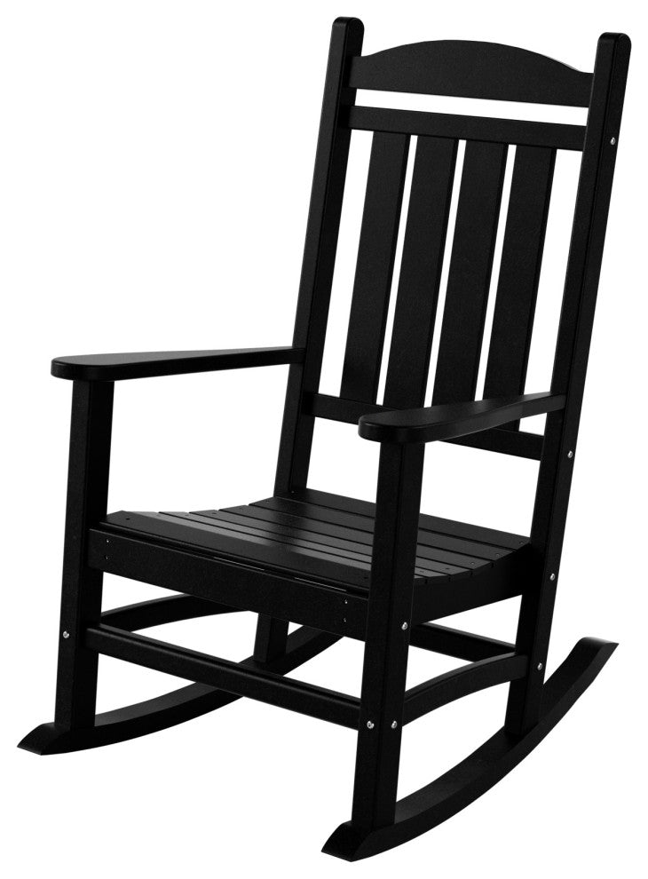 WestinTrends 2PC Outdoor Patio HDPE Adirondack Porch Rocking Chair Set, Black